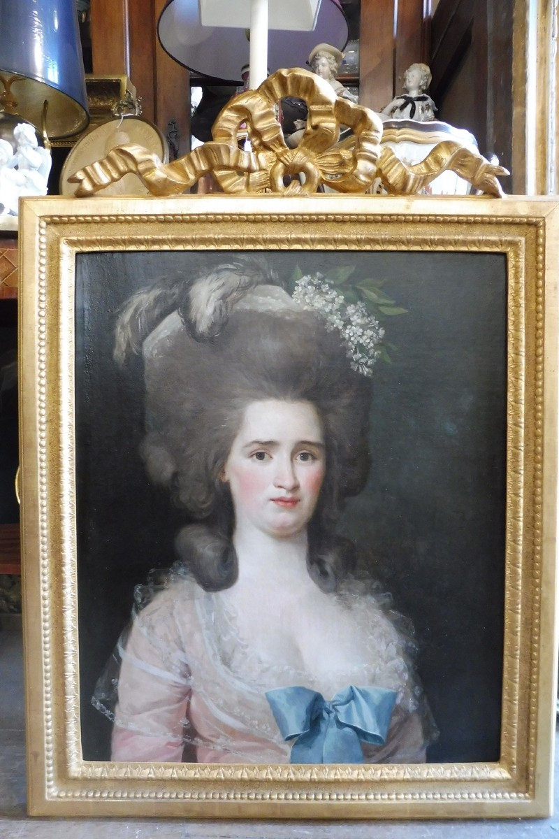 Huile sur toile  par Lemonnier  "portrait de dame  Louis XVI"