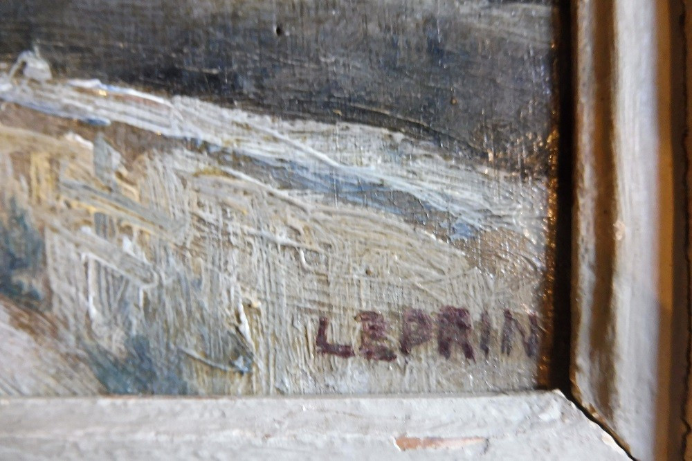 Huile sur isorel  signée Marcel  Leprin  "  Vue de Paris  en hiver  " -photo-3