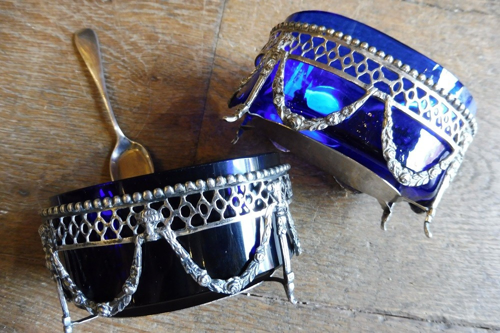 Paire de salières  en argent   louis XVI -photo-2