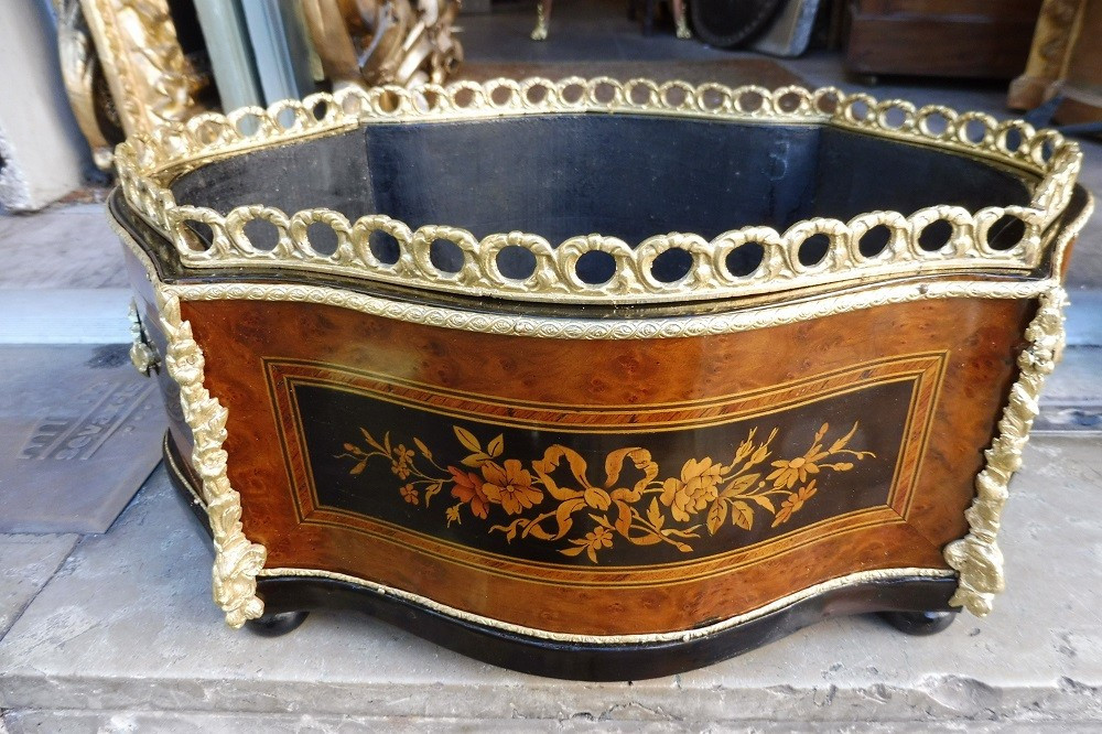 Jardinière en marqueterie  second  empire  -photo-3