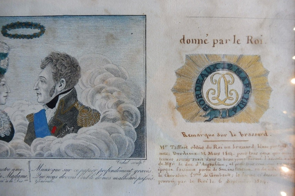 Gravure  gouachée  légitimiste  date 1814  -photo-3