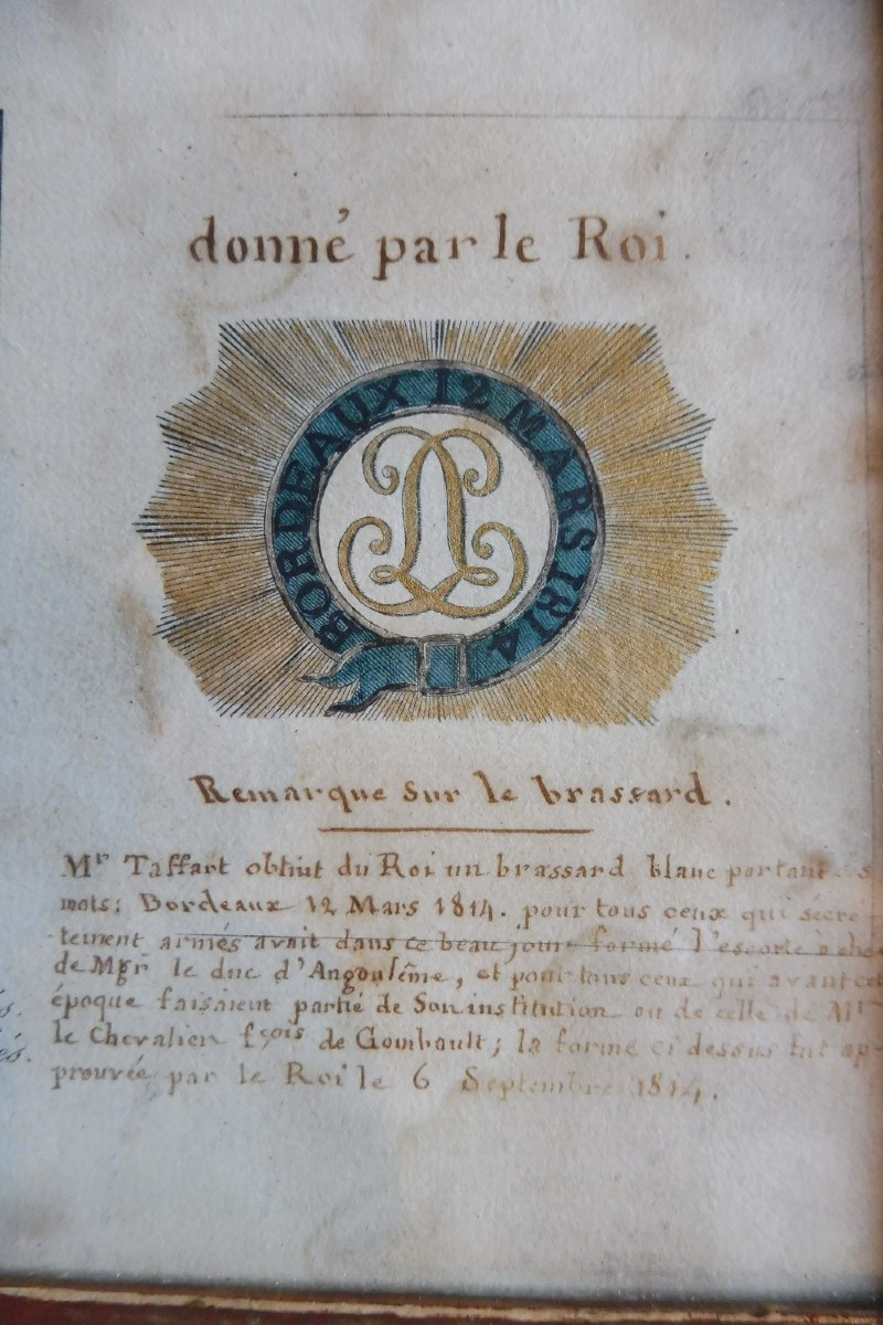 Gravure  gouachée  légitimiste  date 1814  -photo-4