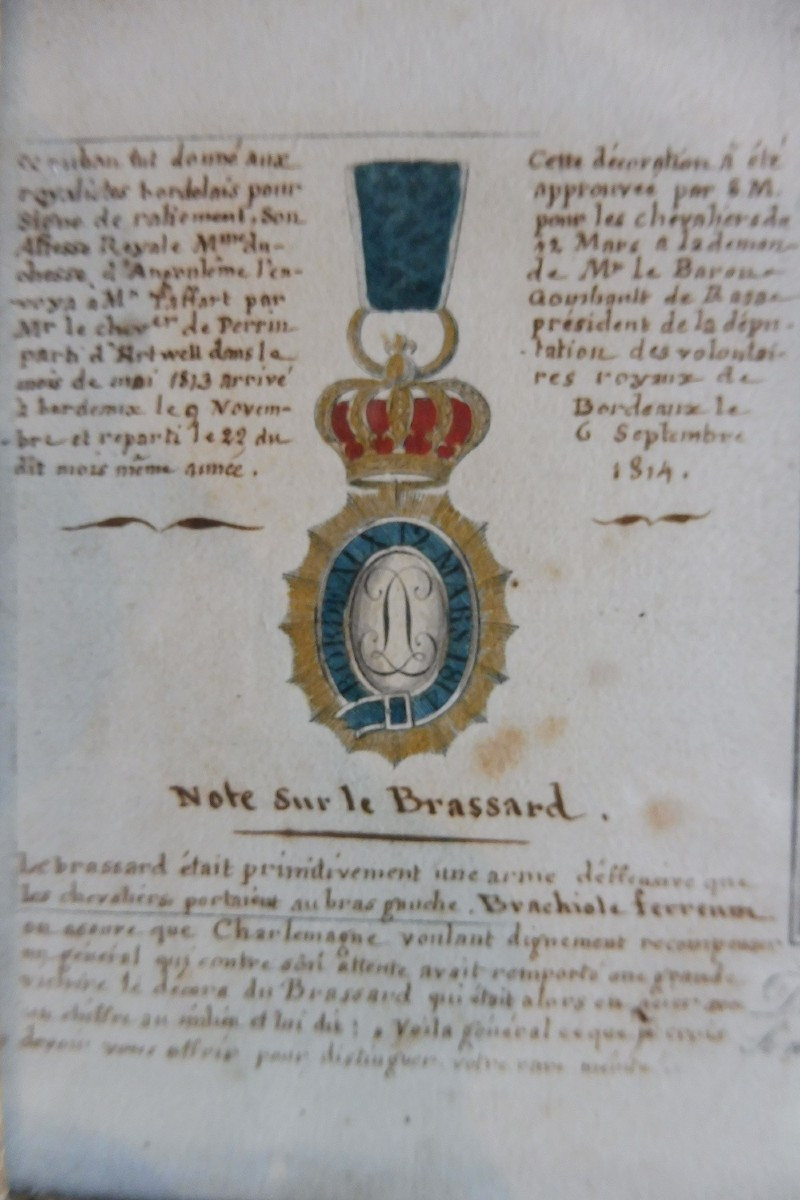 Gravure  gouachée  légitimiste  date 1814  -photo-1