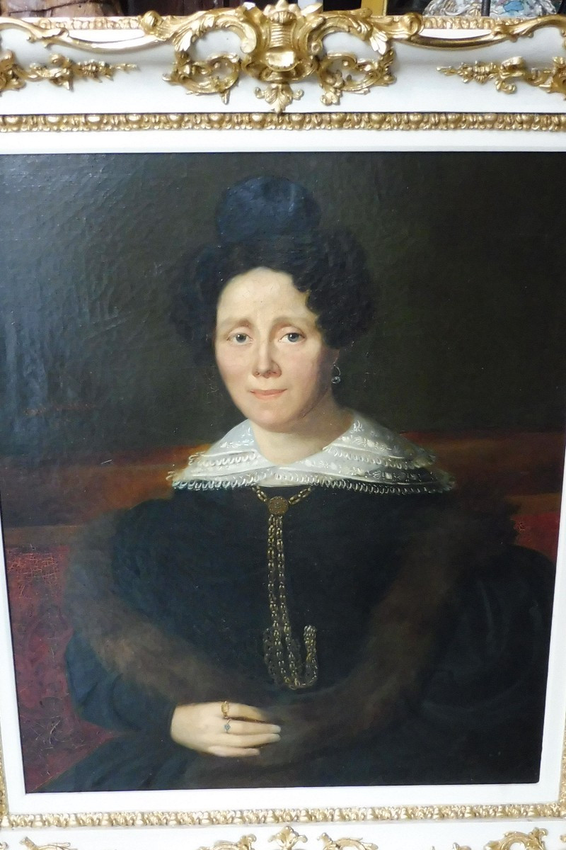 Portrait   signé    Thévenin ,  "portrait  de dame  assise  "  1833-photo-2