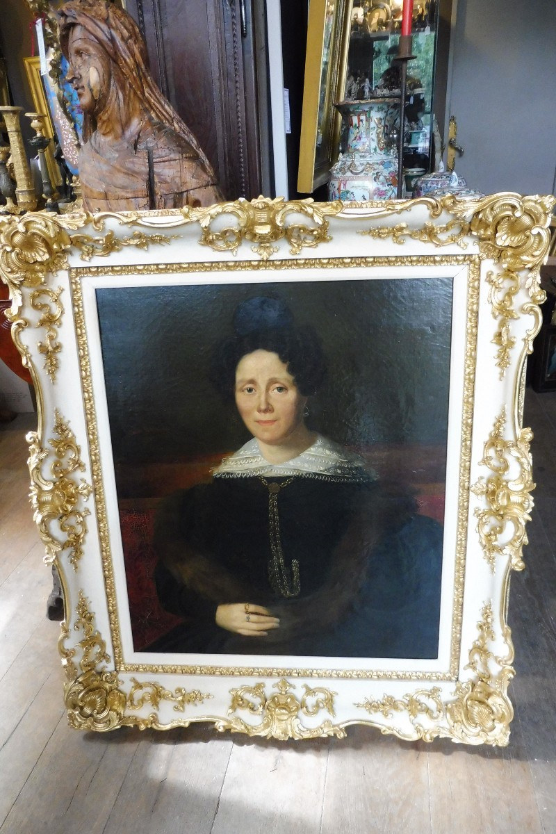 Portrait   signé    Thévenin ,  "portrait  de dame  assise  "  1833-photo-2