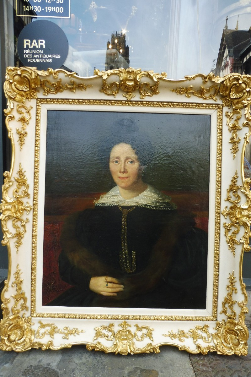 Portrait   signé    Thévenin ,  "portrait  de dame  assise  "  1833