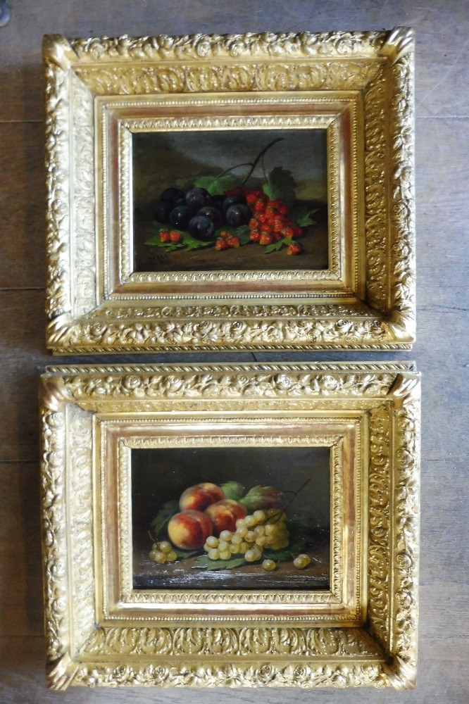 Pair Of Fruit Still Lifes In Late 19th Century Frames