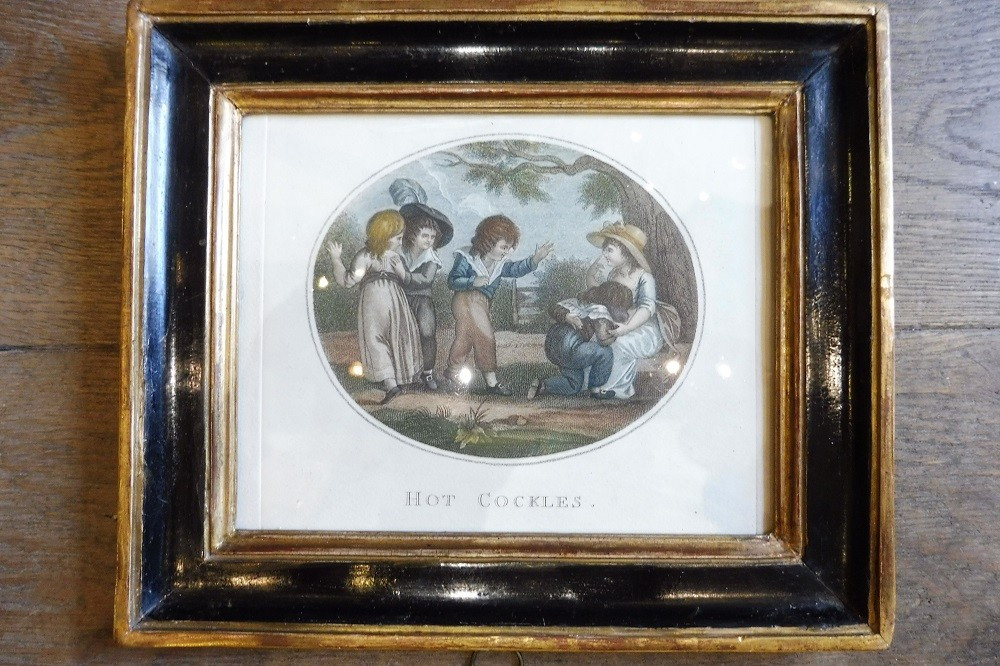 Paire de gravures en couleur  anglaises  début 19 eme  dans  les cadres  d'origine  -photo-2