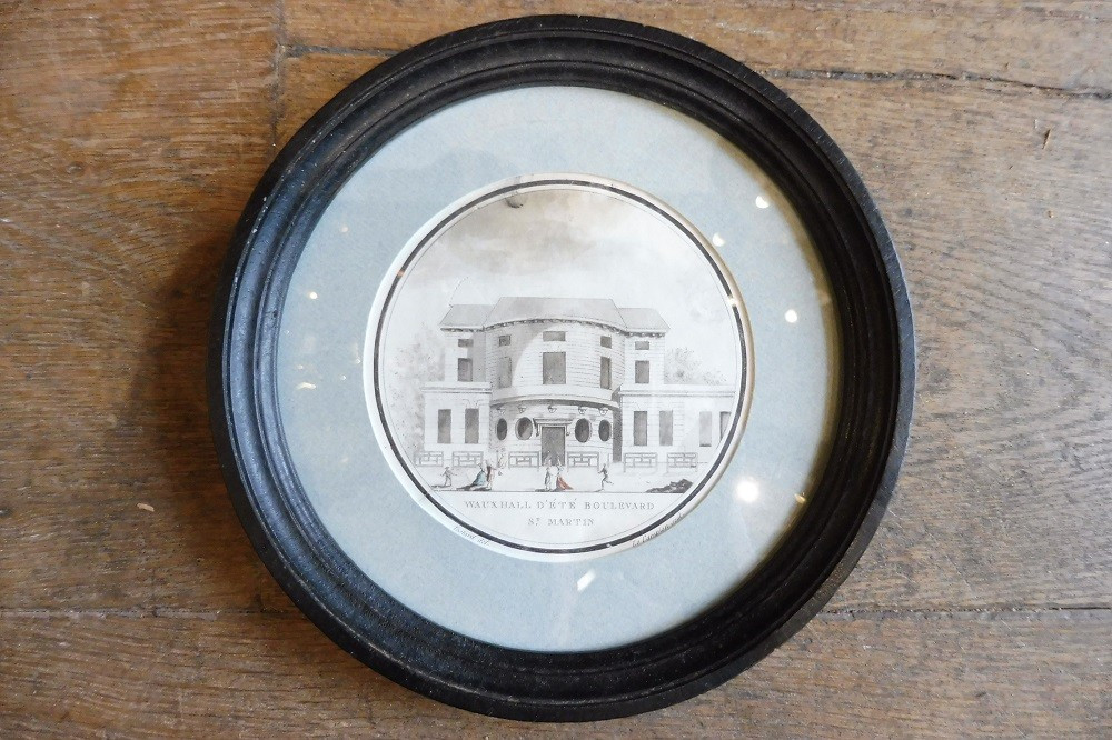Aquatinte  directoire  " Wauxhall d'été  boulevard saint Martin "  