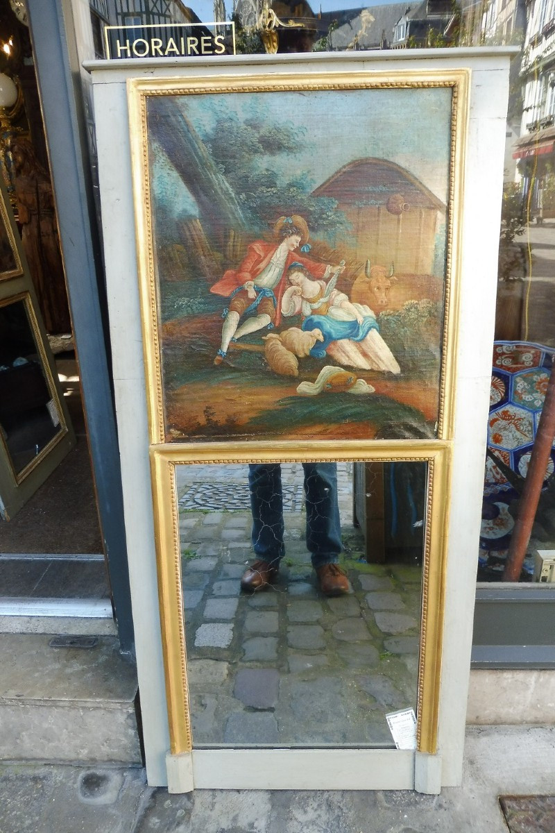 Trumeau orné d'une peinture  , époque  Louis XVI