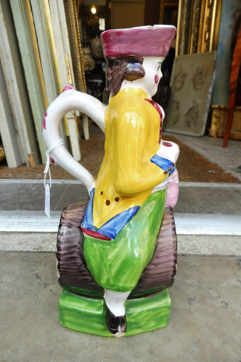 Pichet  jacquot  en faïence  polychrome  de l'Est   19 eme-photo-2