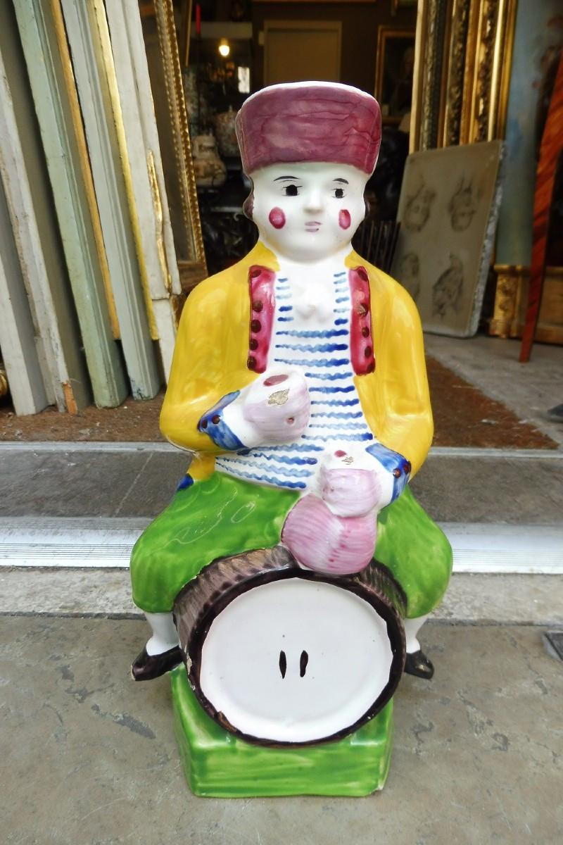 Pichet  jacquot  en faïence  polychrome  de l'Est   19 eme