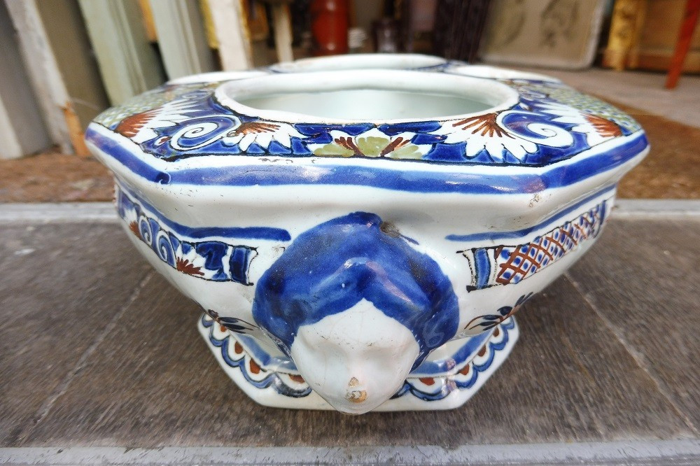 Rouen Earthenware Oiler Holder Early 18th Century-photo-2