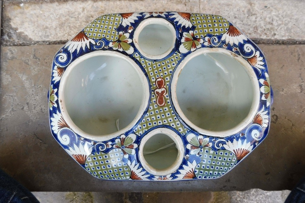 Rouen Earthenware Oiler Holder Early 18th Century-photo-3