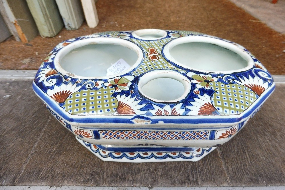 Rouen Earthenware Oiler Holder Early 18th Century