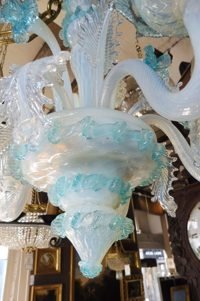 Blue Venetian Glass Chandelier With Five Lights XX Eme-photo-3