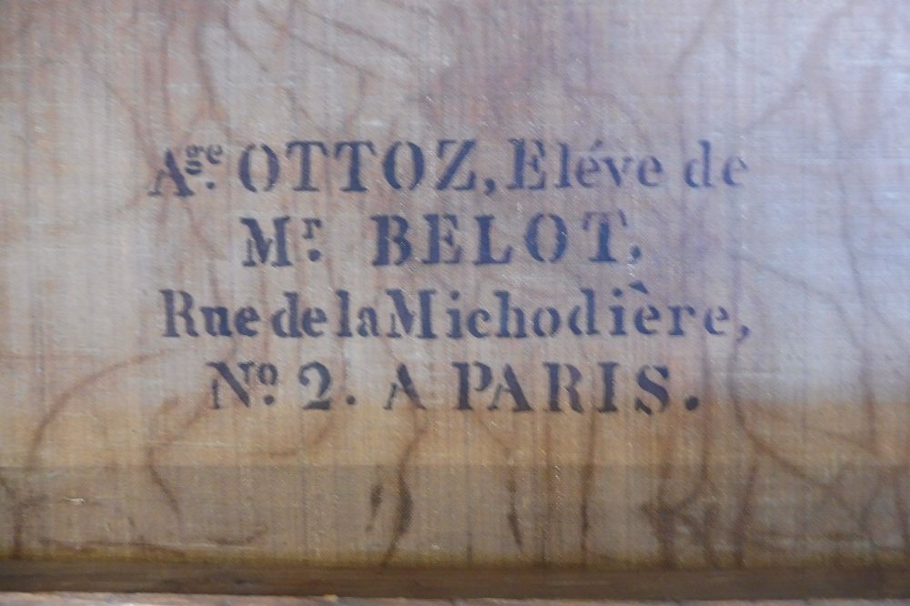 Huile  sur toile  19 eme  signée d'après Granet  " intérieur  de  la basilique inférieure  d' A-photo-1
