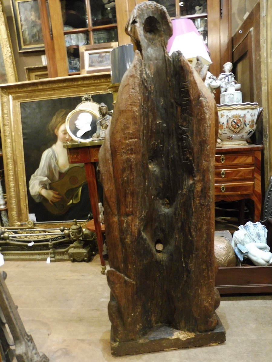 Important Medieval Oak Sculpture -photo-4