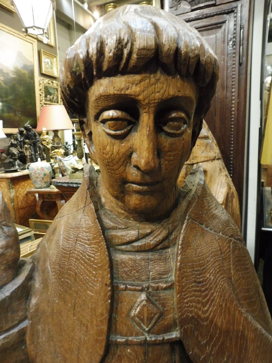Important Medieval Oak Sculpture -photo-1