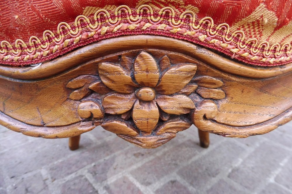 Chaise cabriolet  d'époque  Louis  XV  en bois naturel-photo-4