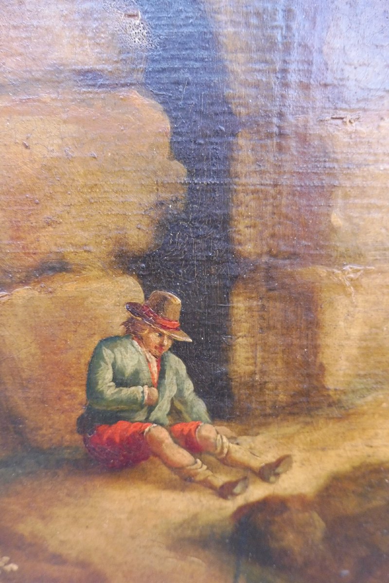 Trumeau  orné  d'une  peinture   18 eme -photo-3