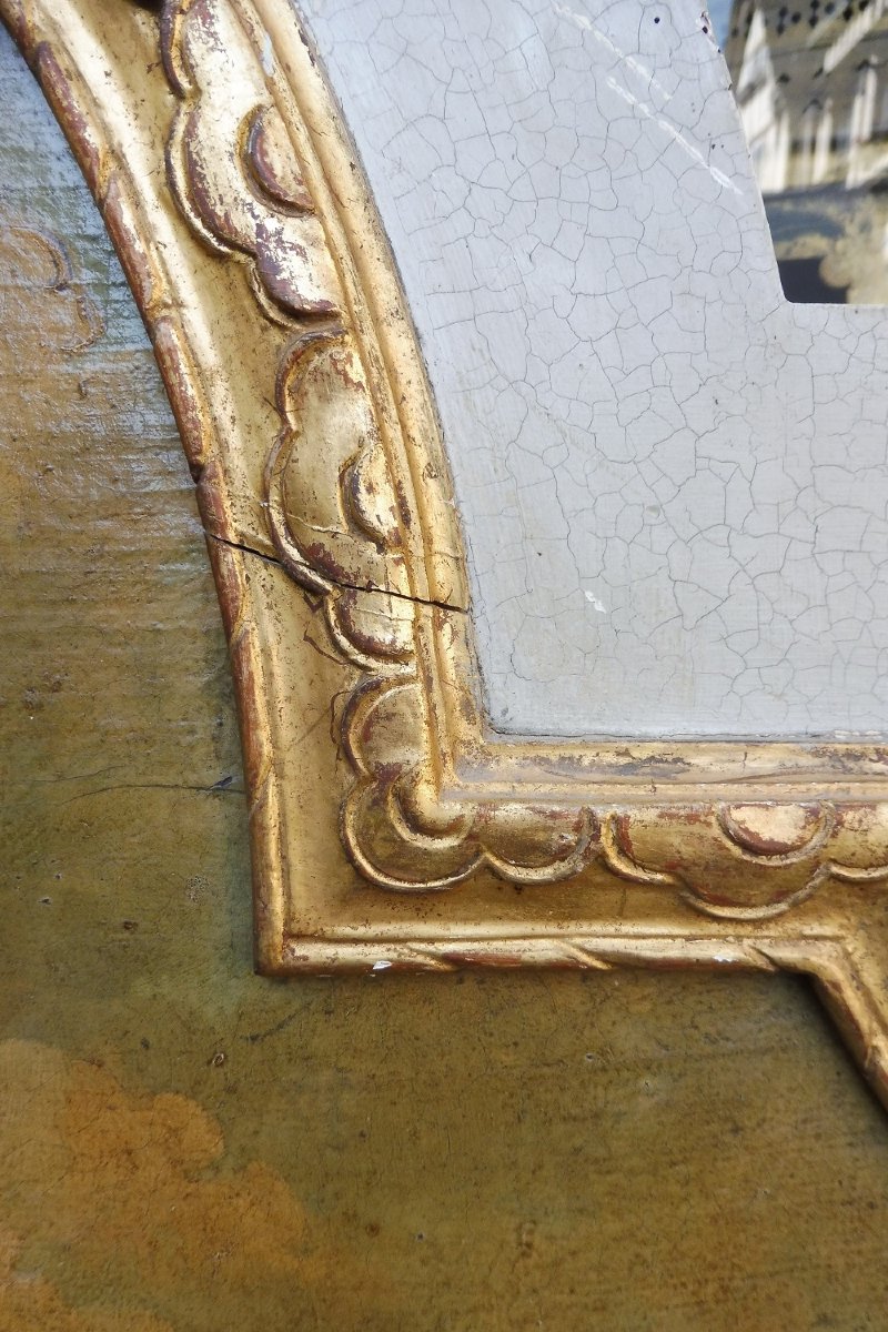 Trumeau  orné  d'une  peinture   18 eme -photo-4