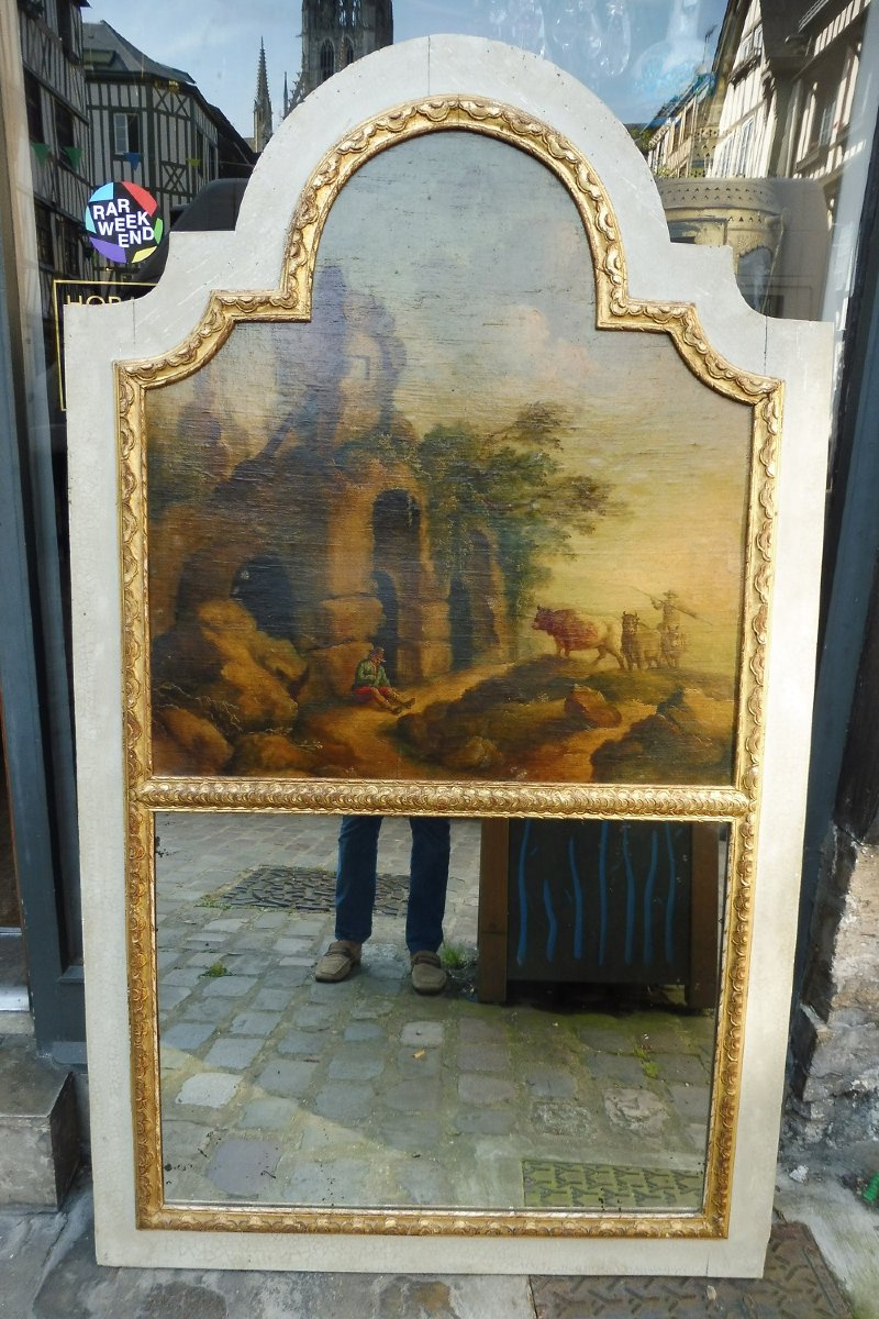 Trumeau  orné  d'une  peinture   18 eme 