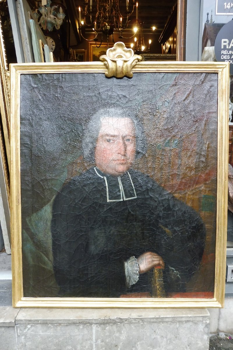 Portrait  d'un  clerc dans sa bibliothèque  , 18 eme siècle 