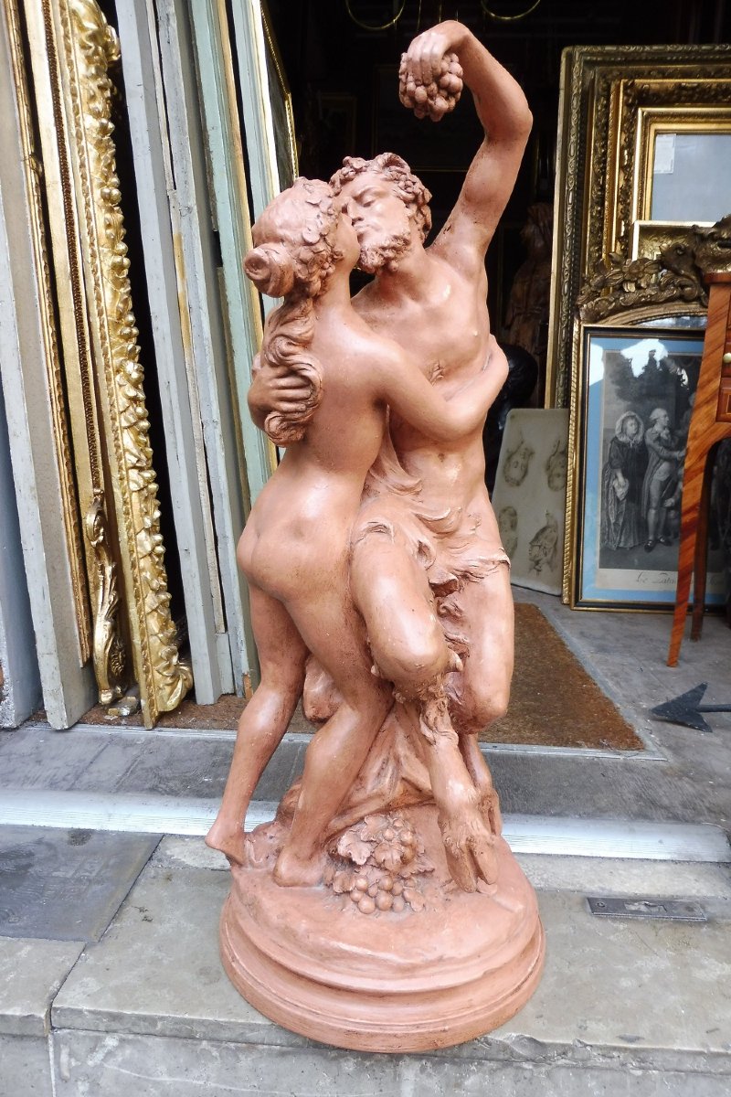 sculpture en terre cuite  19 eme  d 'après  Clodion  