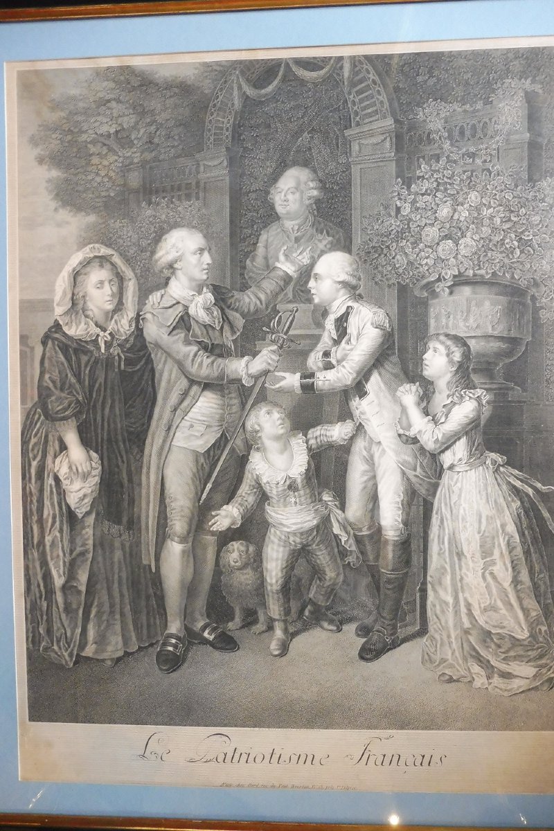 Gravure  1788  ' le  patriotisme  Français  "  -photo-2