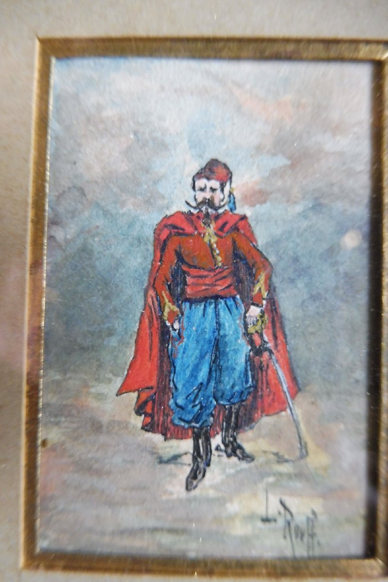 19th-century Gouache, "the Zouave," Signed By Rouff-photo-2
