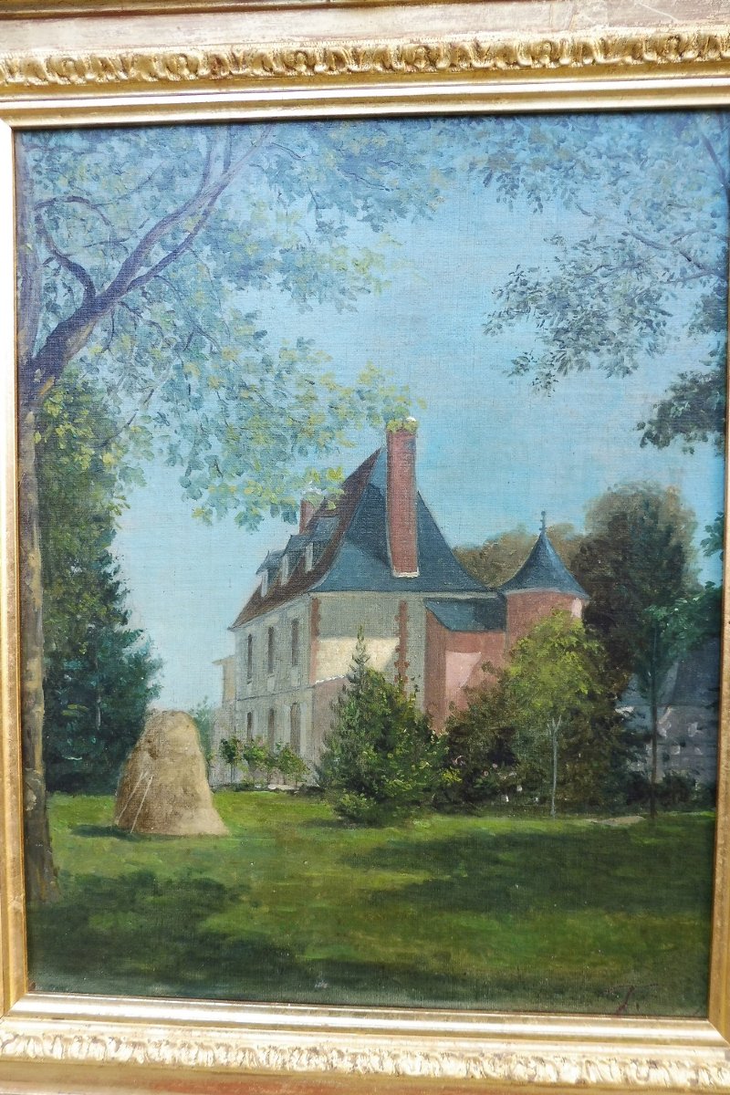 Paire  d HST  de l'école Française  du 19 eme  " la maison  et son jardin " -photo-2