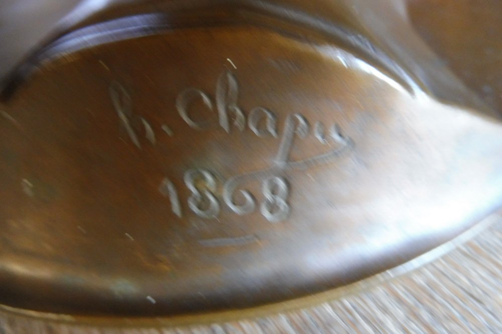 Bronze Bust  Signed  Chapu  "joan Of Arc"  -photo-3