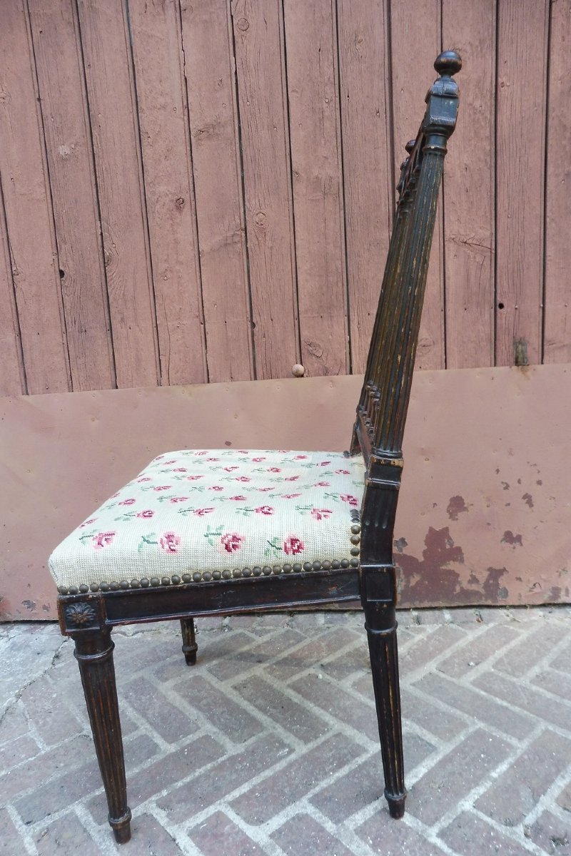 Chaise  à colonnettes  époque Louis XVI-photo-2