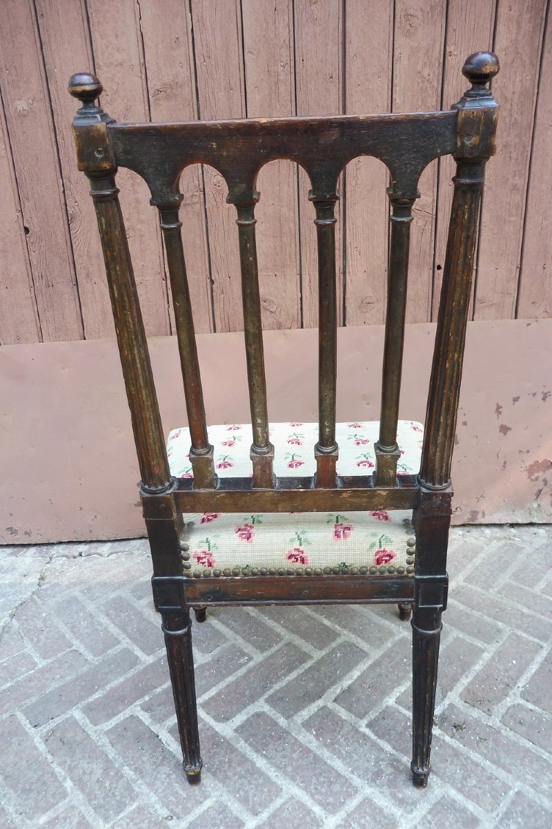 Chaise  à colonnettes  époque Louis XVI-photo-3
