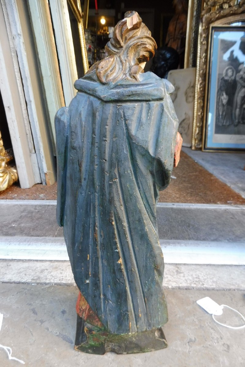 Statue Of Saint Anne, Made Of Polychrome Wood, 18th Century-photo-2