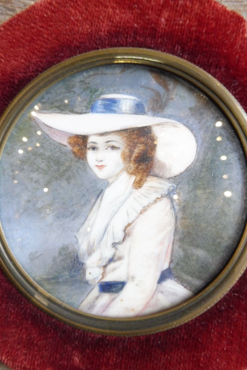 Pair Of 19th-century Ivory Miniatures: "portraits Of Ladies" -photo-2