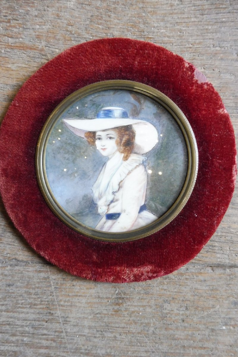 Pair Of 19th-century Ivory Miniatures: "portraits Of Ladies" 