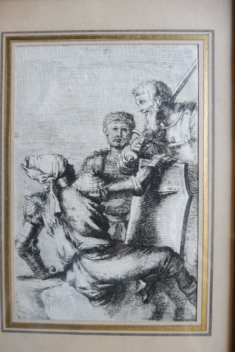 paire de gravures 17 eme dans des cadres  en bois doré -photo-2