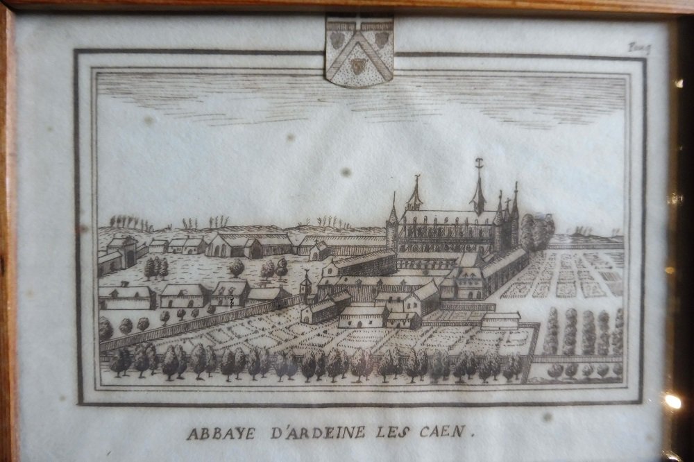 Dessin  à la plume 18 eme  " l'abbaye  d'Ardenne  à Caen"  -photo-2