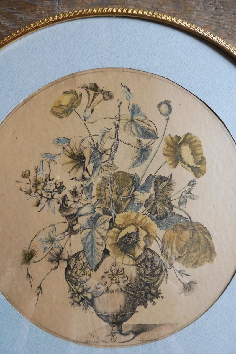 Color Engraving, Early 19th Century, "bouquet Of Flowers" -photo-2