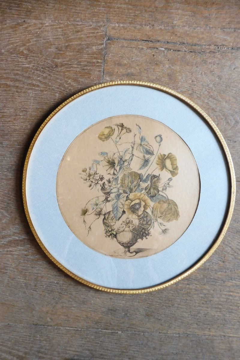 Color Engraving, Early 19th Century, "bouquet Of Flowers" 
