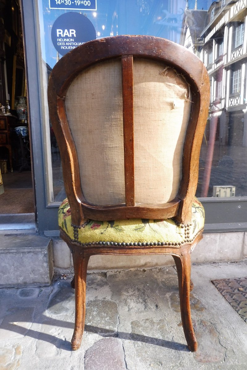 Antique Louis XV Cabriolet Chair Made Of Natural Wood.-photo-3