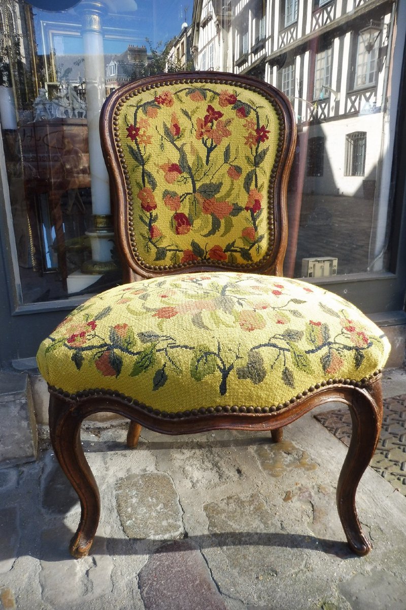 Antique Louis XV Cabriolet Chair Made Of Natural Wood.
