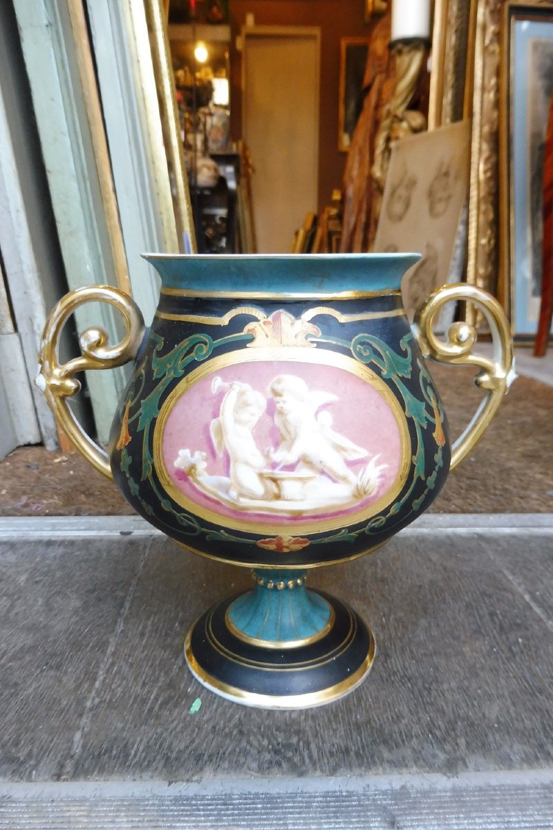 Second Empire Paris Porcelain Vase With Rich Neoclassical Decoration 