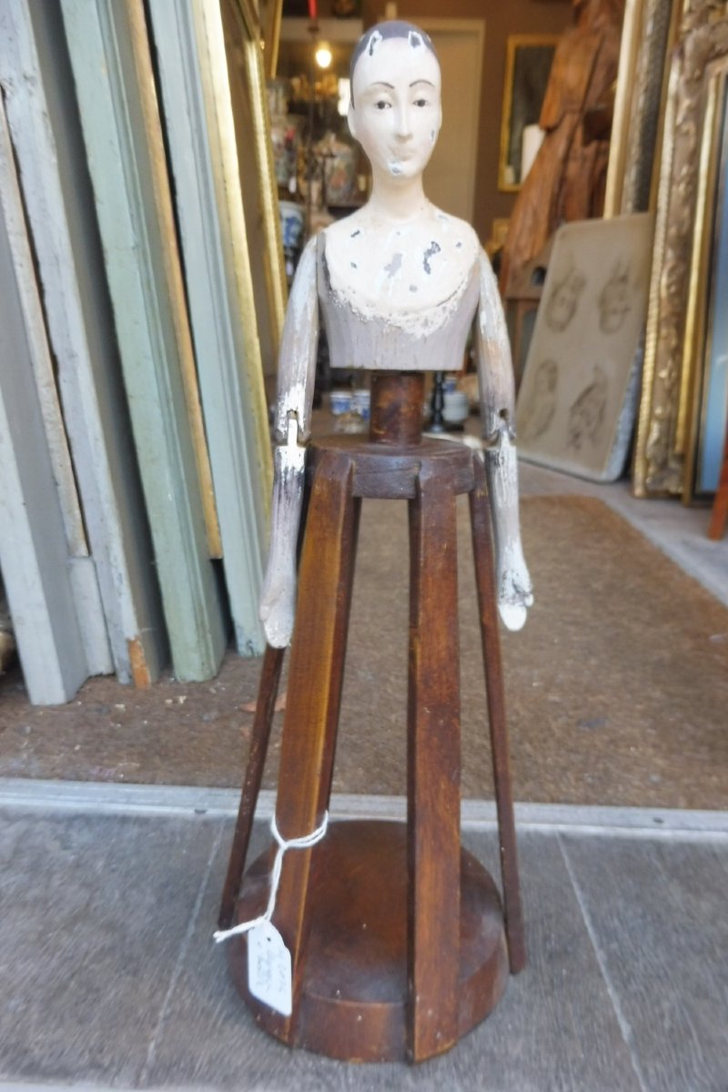 Painted Wooden Dress-up Mannequin, 19th Century