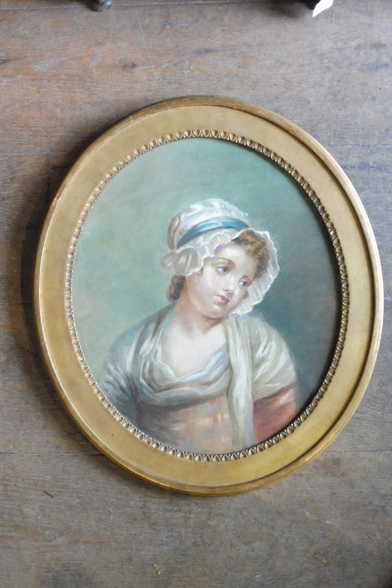 pastel  19 eme d'après  J B Greuze  , " portrait  d'enfant  "  