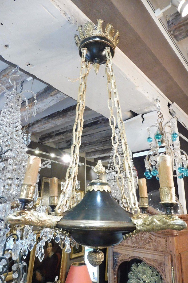  Antique Lamp Chandelier In Patinated And Gilded Bronze 19  Century  