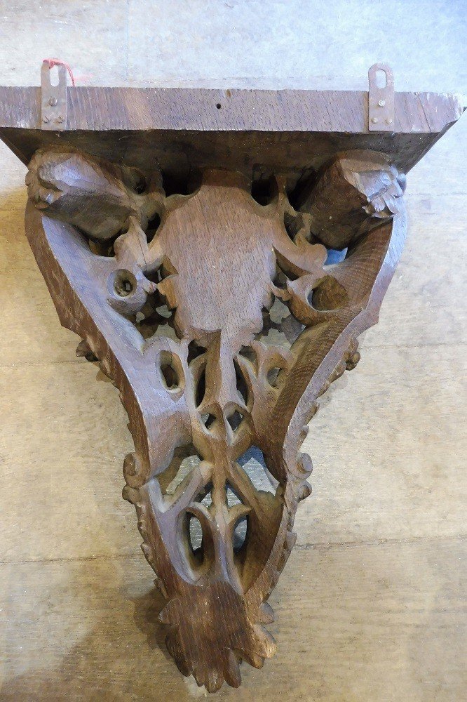 Regence Style Carved Oak Wood Wall Console-photo-3