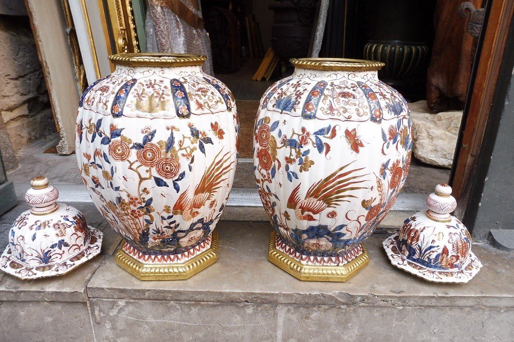 Pair Of Potiches Covered In Delft Earthenware Said To Be Golden-photo-2